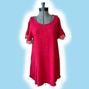 Umgee Small Short Sleeve Dress in Red Jester